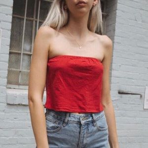 brandy melville red strapless casidy top